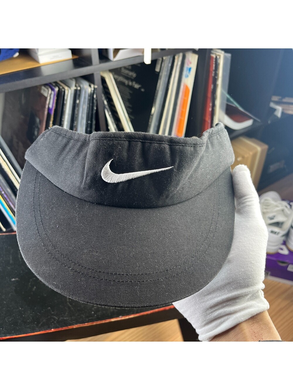 Vintage 90s Nike Swoosh Black Visor Adjustable Sports Hat